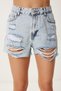 Women's Light Blue Ripped Detailed Mini Denim Shorts Rc00161 - 3