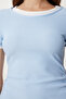 Women's Sky Blue Contrast Color Gathered Ribbed Knitted Blouse Pb00040 - 3