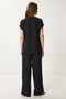 Women's Black Wrap Collar Blouse Pants Suit Dd01355 - 6