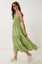Women's Green Strap Flounced Summer Dress Zv00330 - 2