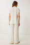 Women's Cream Wrap Collar Blouse Pants Suit Dd01355 - 7