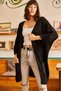 Women's Black Sleeve Folded Pocket Loose Knitwear Cardigan HRK-19000123