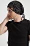 Men's Black, White Patterned, Rope Detailed 4 Season Hat Beanie Buff Ultra Soft Natural Combed Cotton