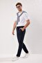 Lacivert Slim Fit Beli Bağlama Detaylı Lastikli Kumaş Dokuma Pantolon TMNAW25PL00027 - 2