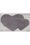My Evilla Modern Decorative Carpet Gel Non-Slip Base Plush Puffy Heart Model Gray Floor Mat Set 70X100-70X - 2