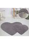My Evilla Modern Decorative Carpet Gel Non-Slip Base Plush Puffy Heart Model Gray Floor Mat Set 70X100-70X - 4