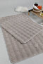 Modern Bubble Washable Non-Slip Plush Bath Mat Carpet 2-Piece Toilet Set 60X100-50X60Cm Beige - 5
