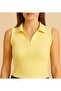Yellow Polo Neck Zero Sleeve Ribbed T-Shirt - 2