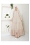 Lace Natural Fabric Button-Down Denim Dress Beige