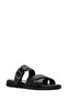 Black Buckle Women's Leather Slippers - 24sfd151518 - 6