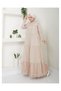 Lace Natural Fabric Button-Down Denim Dress Beige - 6