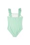 Green Striped Ruffled Girl's Swimsuit - 2