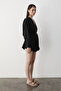Black Cotton Button Detailed Belted Linen Kimono - 005 - 7