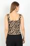 Short Sleeve Knitwear Fabric Zebra Pattern Women's Square Collar Bady Crop - 3