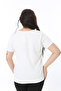 Women's Plus Size Bone Front Trim Placket and Neck Ruffle Detail Lycra Blouse 65N38760 - 5