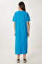 Cotton Summer Casual Combed Dress Blue Lub0056 - 6