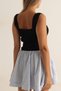 Front and Back Square Neckline Ribbed Lycra Short-Sleeved Knitwear Bady Blouse - Product Length Is 47 Cm. - 4