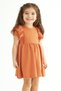 Crew Neck Ruffled Waist Gathered Tile Color Girls Dress - 4