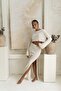 Wayhu Crew Neck Beige Knitwear Crop Skirt Suit - 2
