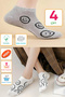Emoji Patterned Women's Booties Socks Set of 4 – Cotton, Summer, Stylish and Comfortable Socks Set