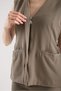 Gold Belt Detailed Vest Pants Khaki Women's Suit - 6