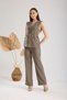 Gold Belt Detailed Vest Pants Khaki Women's Suit - 3