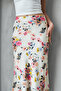 Floral Pattern Viscose Satin Midi Length Skirt on Beige Background - 3