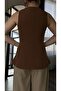 Buttoned Double Fabric Brown/Burgundy Vest - 3