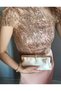 Women's Nude Satin Stone Detailed Wallet Clutch Model Portfolio Special Occasion and Evening Dress Bag - 4