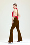 Women's Brown Flared Leg Diver Fabric High Waist Lycra Tummy Control Leggings Pants - 4