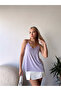 Women's Purple Lace Collar Adjustable Rope Strap Blouse - 3