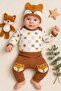 طقم رجالي منقوش من Little Fox مكون من 3 قطع مصنوع من القطن بنسبة 100%