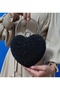 Women's Pearl Black Heart Evening Bag