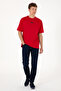 Men's Oversize Fit Crew Neck Red T-Shirt 50305923-Vr030 - 6