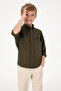 Boy's Dark Khaki Long Sleeve Basic Shirt 50306584 -Vr111