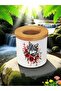 Wolf and Flower Printed 3-Piece Wooden Ceramic Desktop Pen Holder Pencil Case Office Gift - 4
