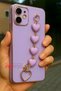 iPhone 11 Case Fashion Heart with Wrist Strap Chain Shiny Camera Protection