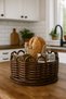 Raddancore Handcrafted Black 22 cm Round Basket Decorative Handmade Bread Basket and Presentation Organizer