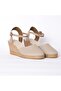 Authentic Handmade Open Wedge Heel Espadrille Beige Linen Woven Espadrilles - 4