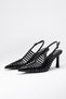 Black Heeled Patent Leather Shoes Pointed Toe Heeled Shoes - 7