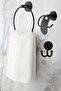 Black Ring Towel Holder, Narrow Covered Toilet Paper Holder, Fork Robe Hanger, Set of 3