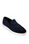 Genuine Suede Navy Blue Men's Loafer Shoes - 7