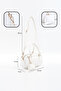 White Shk207 Faux Leather Charm Detailed Zippered Hand, Arm and Shoulder Bag with Strap - 5