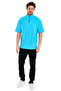 Jacquard Zippered High Collar Short Sleeve Oversize Men's T-Shirt - 3