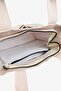 Women's Canvas Fabric Multi-Compartment Daily Hand and Shoulder Bag - Beige - 4