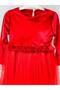 Girls' Velvet Dress with Gathered Waist and Six Tulle - 6