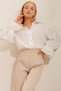Women's White Scallop Detailed Baby Collar Vintage Shirt - 2