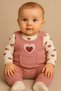 Heart Baby Girl Jumpsuit 3-Piece Jumpsuit Set – Sleeved Bodysuit, Pocket Jumpsuit and Socks |   3-6-9 Months Baby Clothes - 2