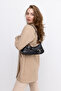 Black Baguette Women's Shoulder & Arm Bag with Belt Detail – Vegan Leather with Adjustable Strap - 4