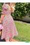 Flounced and Piqued Patterned Sleeve Dress - 5